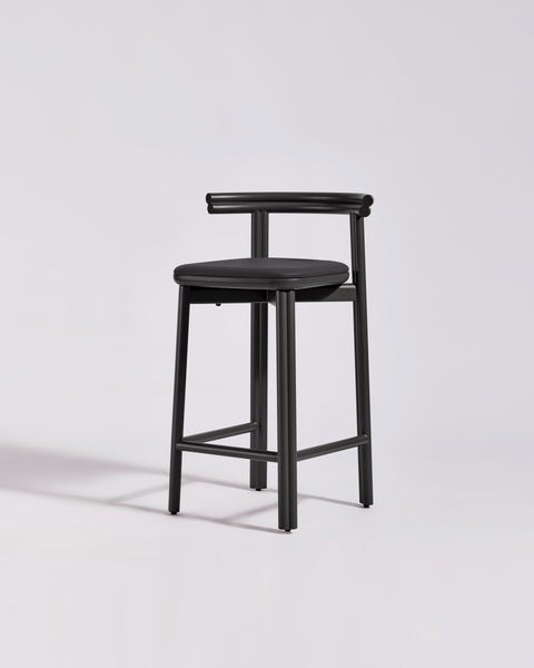 Twill Metal Bar Chair Upholstered Seat | Black Metal Counter Stool | GibsonKarlo | DesignByThem ** HL1 Leather Primary BA90 Black