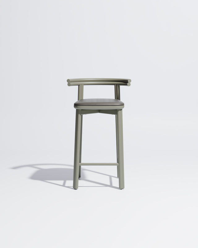Twill Metal Counter Chair Upholstered | Gibson Karlo | DesignByThem ** Pale Eucalypt / Knoll Prairie - 034 (Outdoor Suitable)