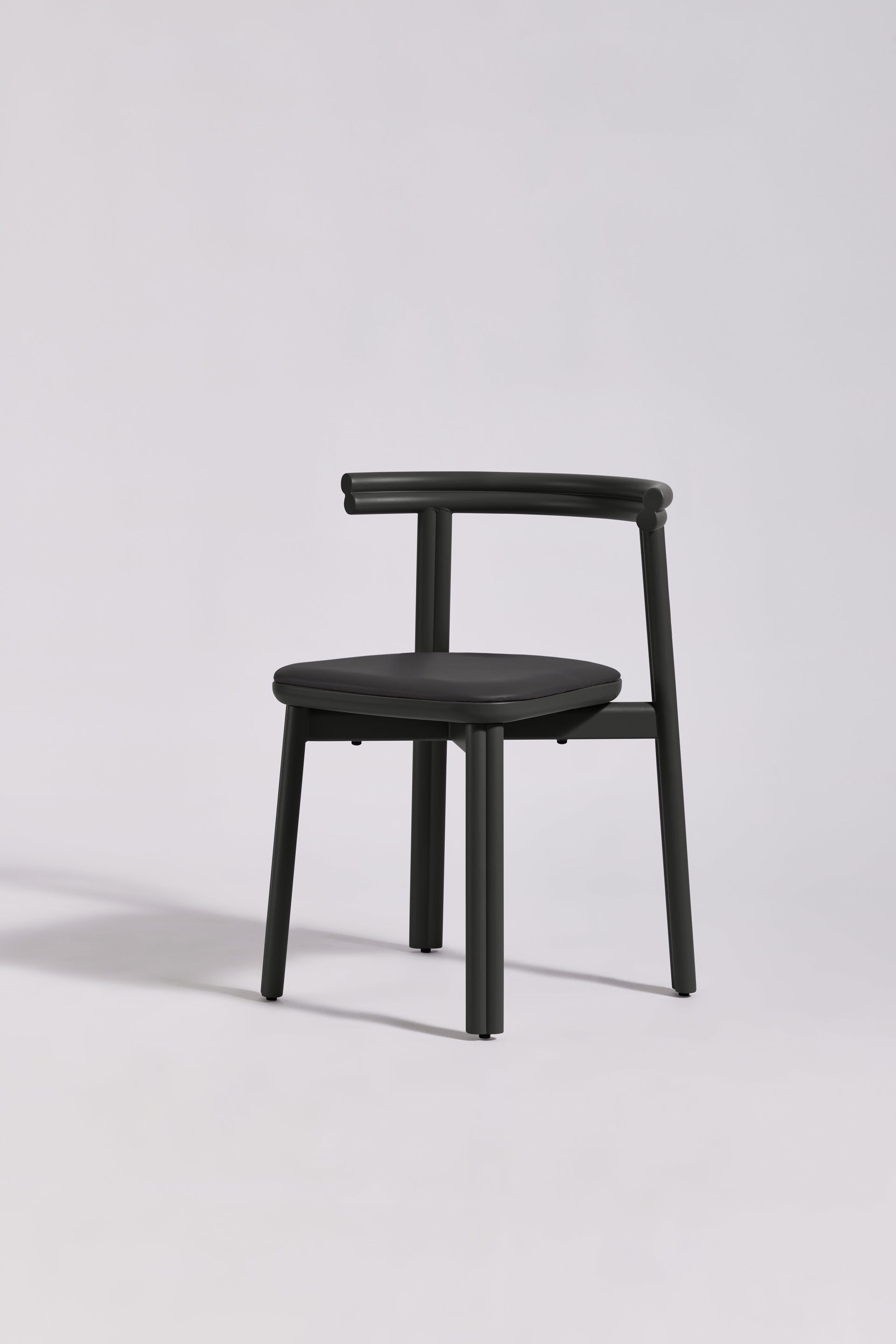 Twill Metal Chair Upholstered Seat | Black Grey Metal Dining Chair | GibsonKarlo | DesignByThem ** HF2 Maharam Lariat (Vinyl) 006 Black