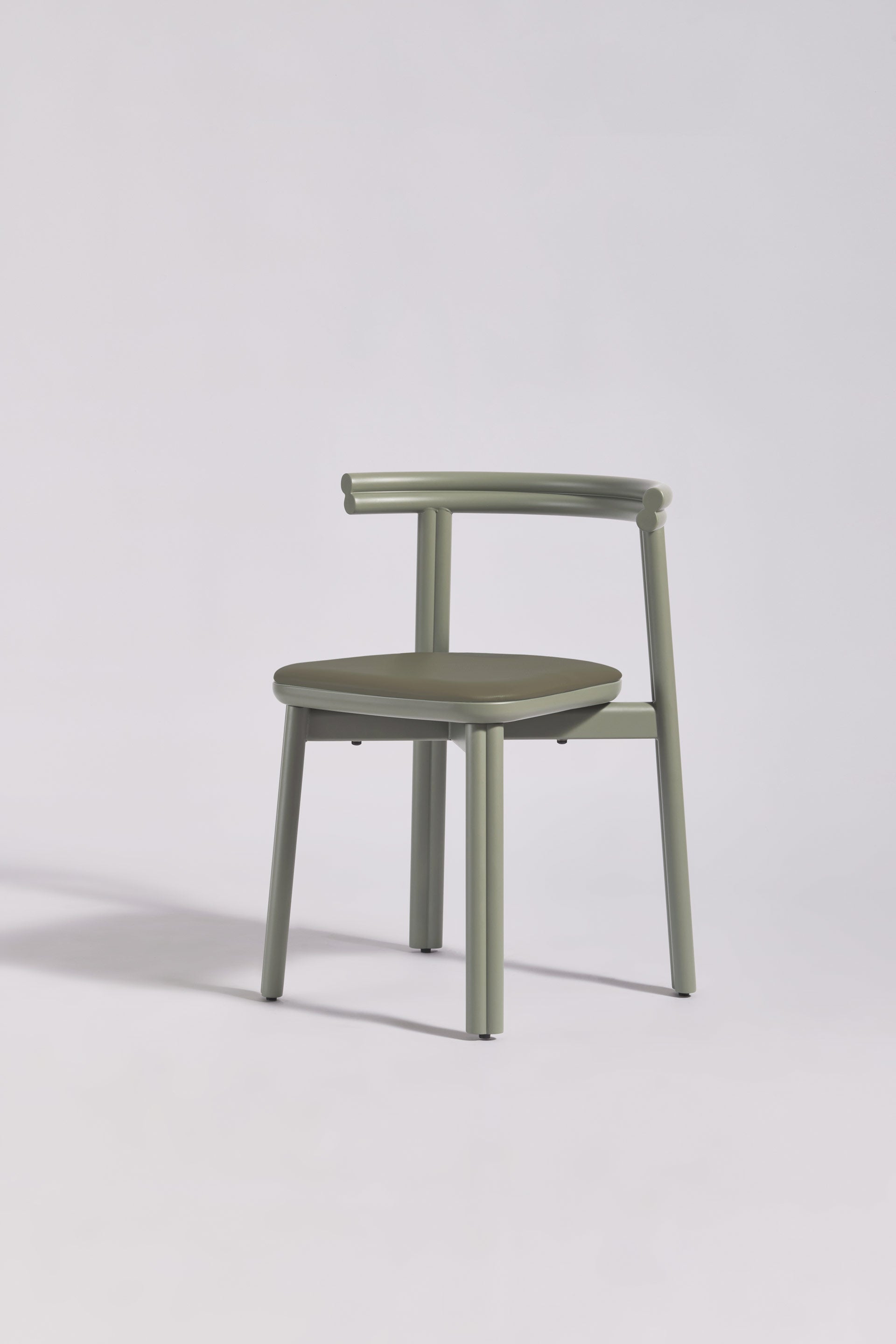 Twill Metal Chair Upholstered Seat | Pale Eucalypt Metal Dining Chair | GibsonKarlo | DesignByThem ** HF2 Maharam Lariat (Vinyl) 018 Fatigue