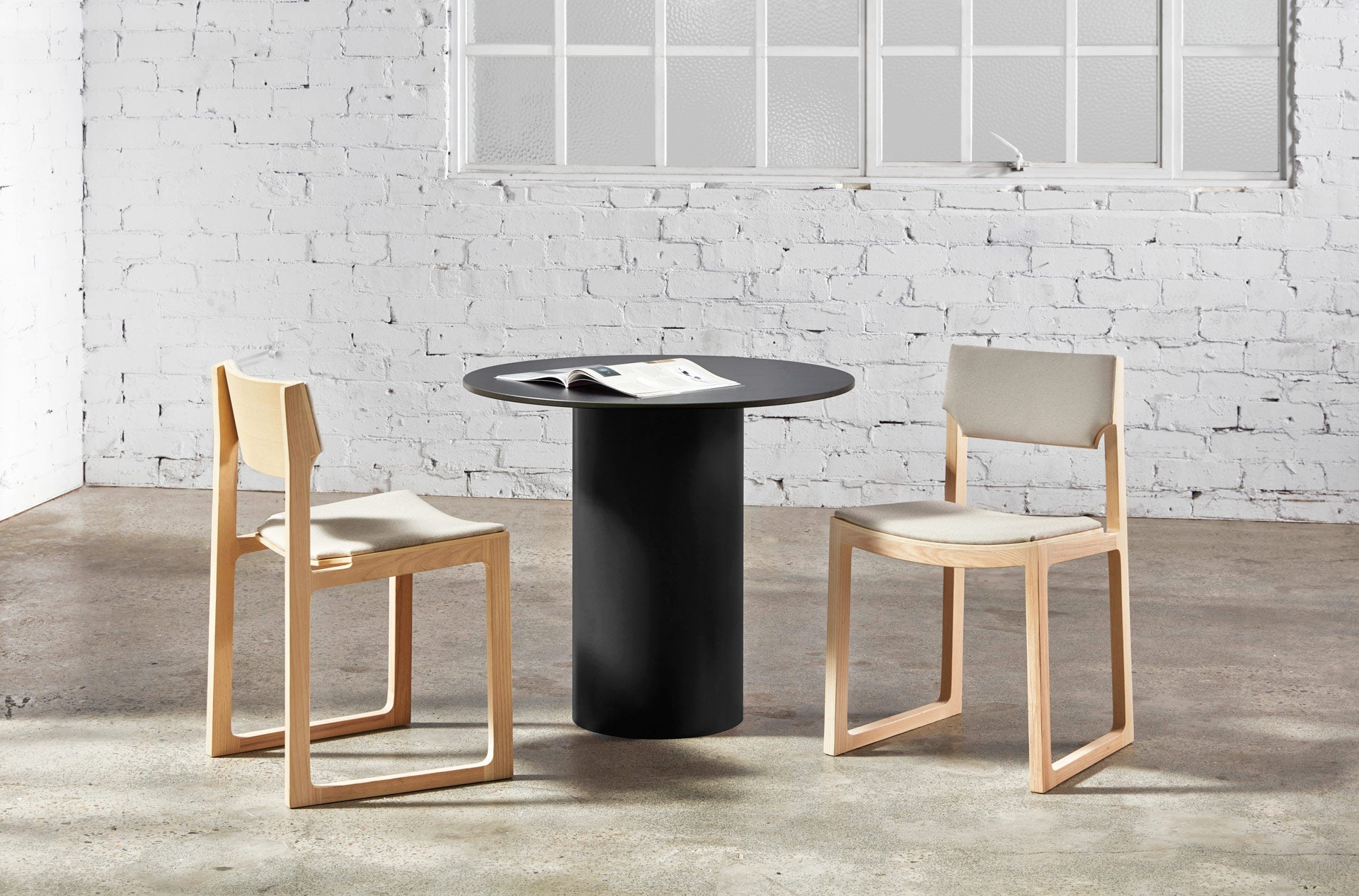 Dial Table Black with Cub Chairs | Pedestal Indoor Outdoor Round Table | DesignByThem | Gallery