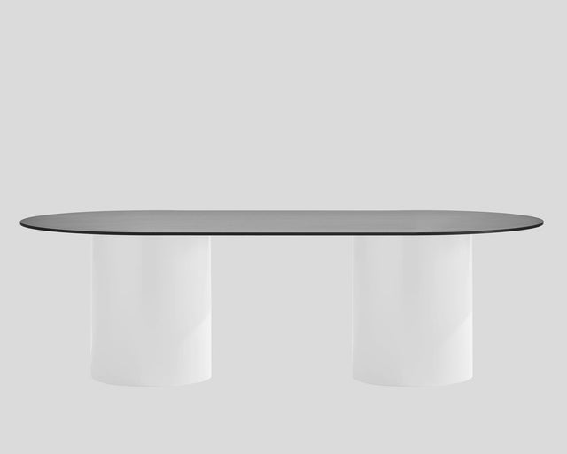 Dial Pill Dining Table | White Base | Black Compact Laminate Top | Designed by Gibson Karlo | Design By Them
