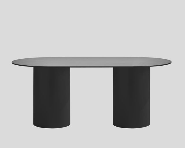 Dial Pill Dining Table | Black Base | Black Compact Laminate Top | Designed by Gibson Karlo | Design By Them