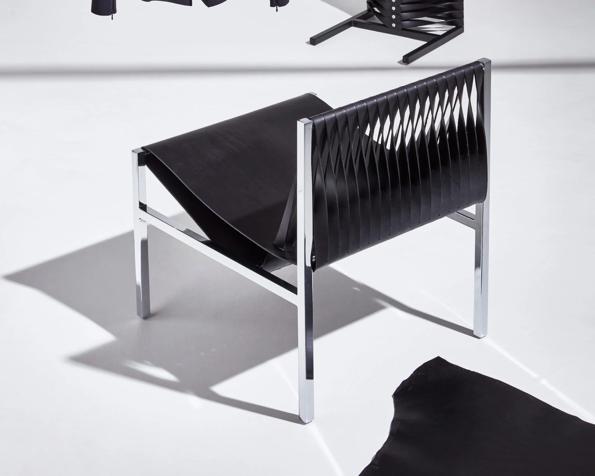 DL Lounge Chair & Bench by Dion Lee, Sarah Gibson & Nicholas Karlovasitis | Saddle Leather & Metal | Design By Them