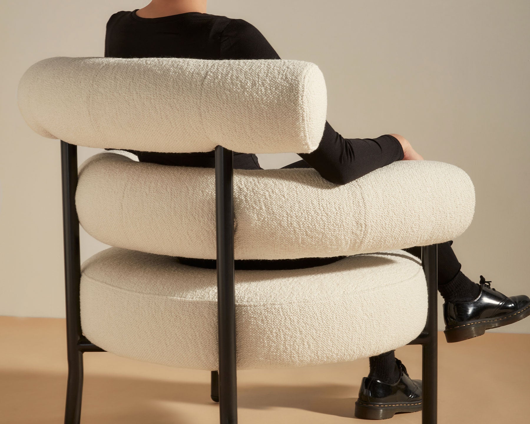 Olio Armchair by Christina Bricknell and Gibson Karlo | Round Upholstered Chair Steel Frame | Design By Them | Gallery