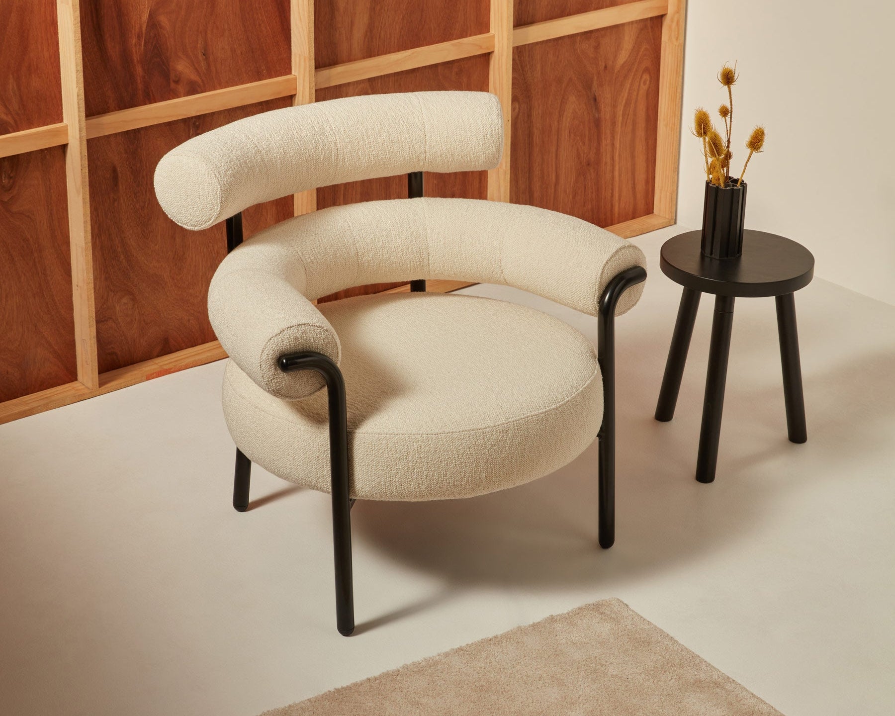 Olio Armchair by Christina Bricknell and Gibson Karlo | Round Upholstered Chair Steel Frame | Design By Them | Gallery