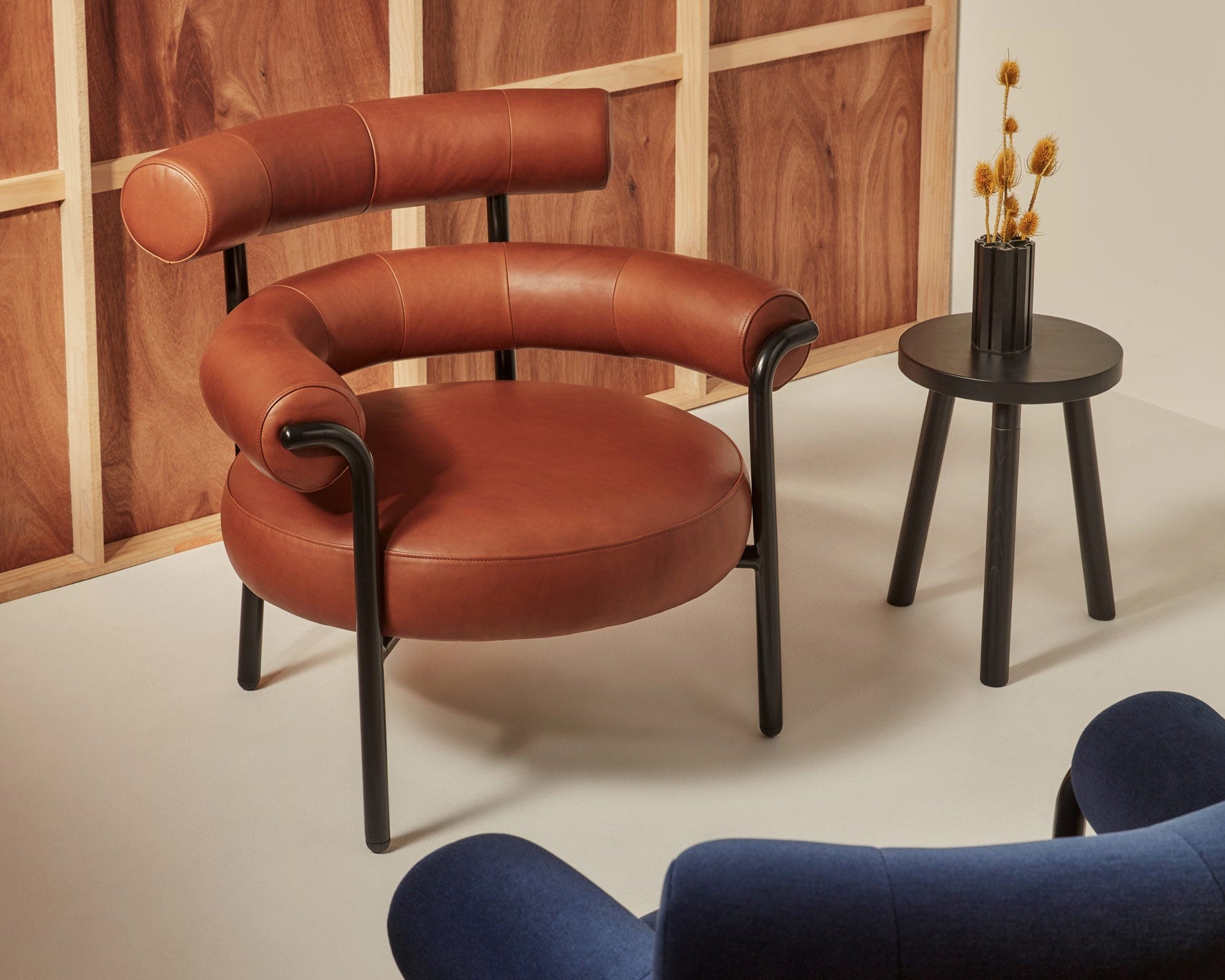 Olio Armchair by Christina Bricknell and Gibson Karlo | Round Upholstered Chair Steel Frame | Gallery