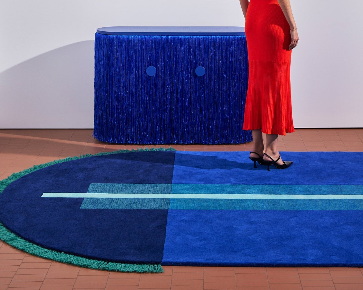 Overlay Rugs | Pill Blue | Fringed Geometric Rug | Danielah Martinez | Design By Them