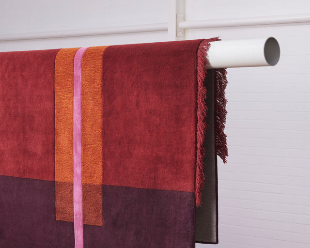 Overlay Rugs | Large Rectangle Burgundy | Fringed Geometric Rug | Danielah Martinez | Design By Them