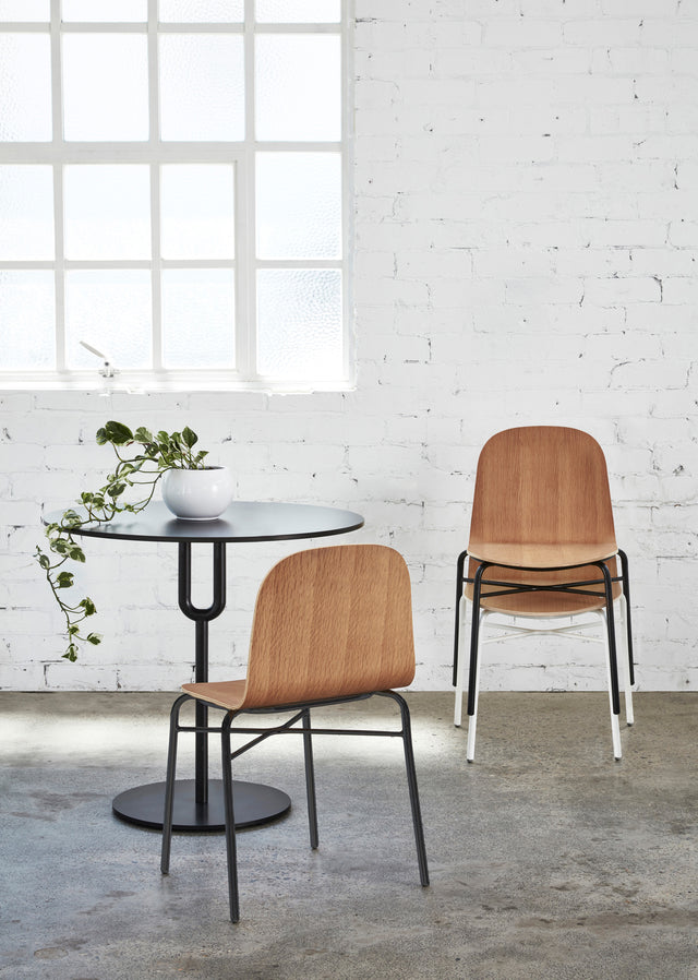 Potato Chair | Stacking Timber & Upholstered Dining Office Chair with Handle | GibsonKarlo | DesignByThem | Gallery