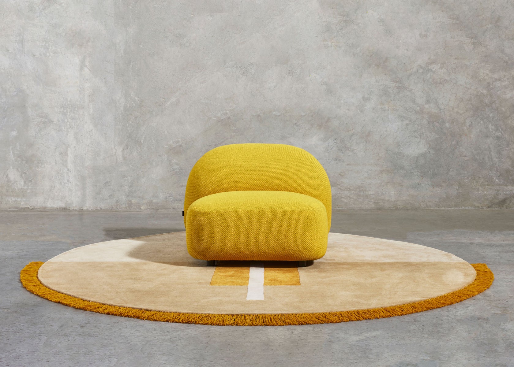 Overlay Mustard Circle Rug & Sundae Seat | DesignByThem | Gallery