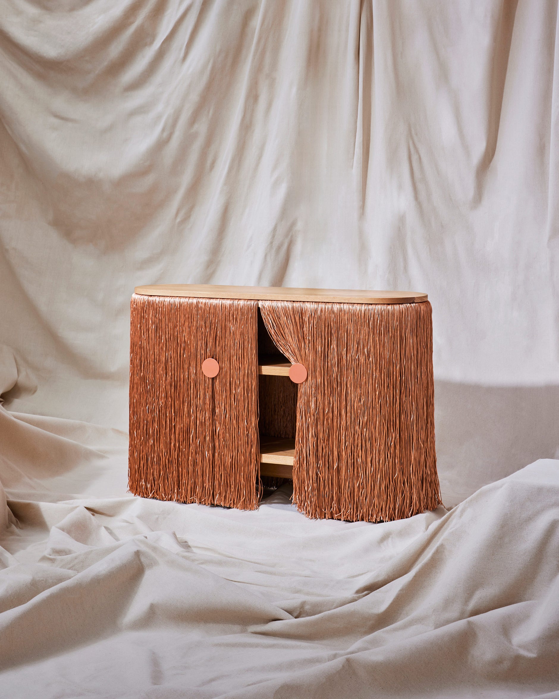 Copper Weaver Cabinet | Fringed Credenza | Oak Copper | Elliat Rich | DesignByThem 