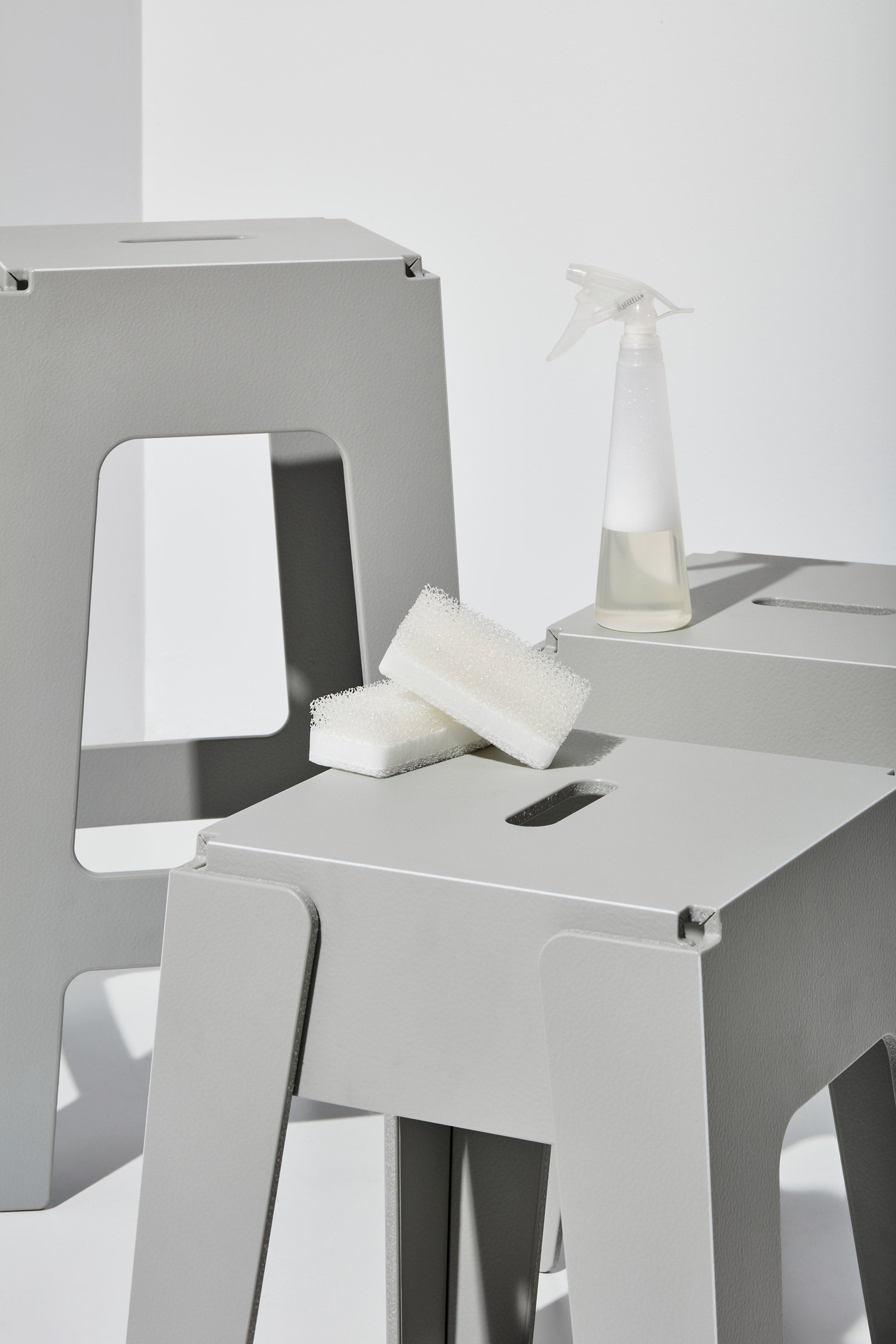 Grey Butter Stool and Bar Stool | 80% Recycled Plastic Indoor Outdoor Furniture | Nicholas Karlovasitis & Sarah Gibson | DesignByThem