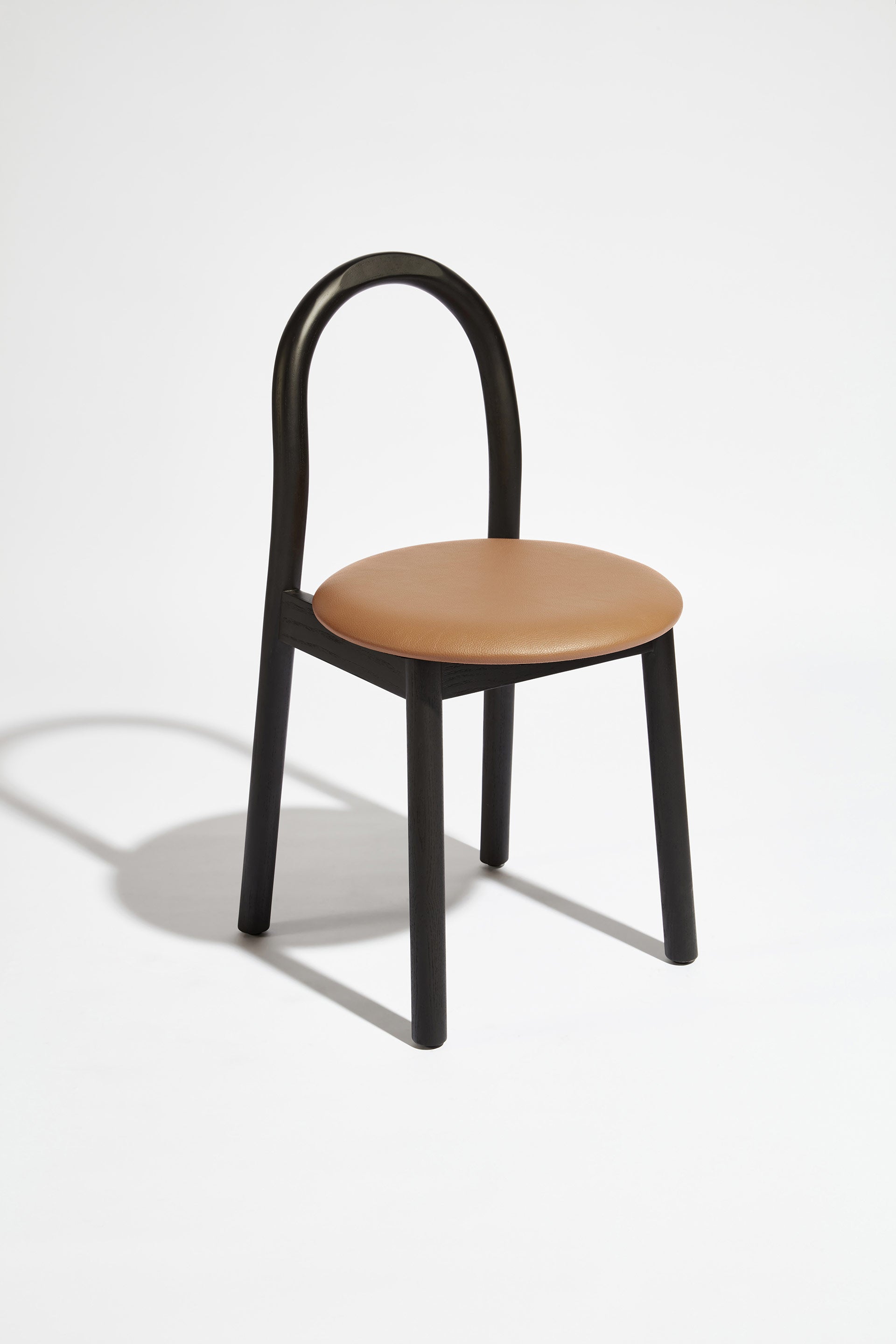 Bobby Chair Upholstered | Black Timber Wooden Dining Chair | Daniel Tucker | DesignByThem ** HF2 Lariat - 001 Camel or HL1 Primary - Saddle / Black Stained Ash