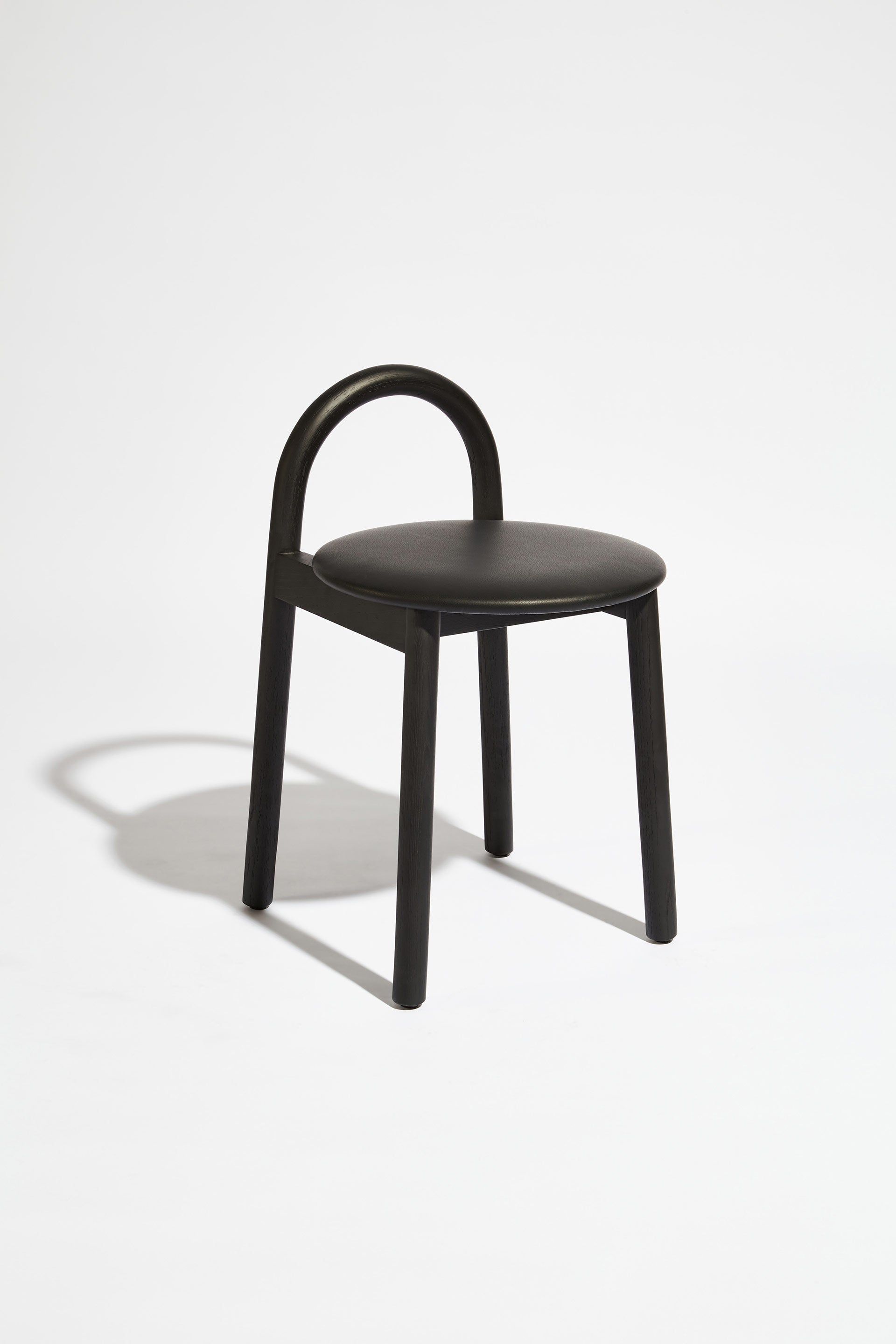 Bobby Timber Low Stool with leather seat pad | DesignByThem ** HF2 Lariat - Black or HL1 Primary - Black / Black Stained Ash