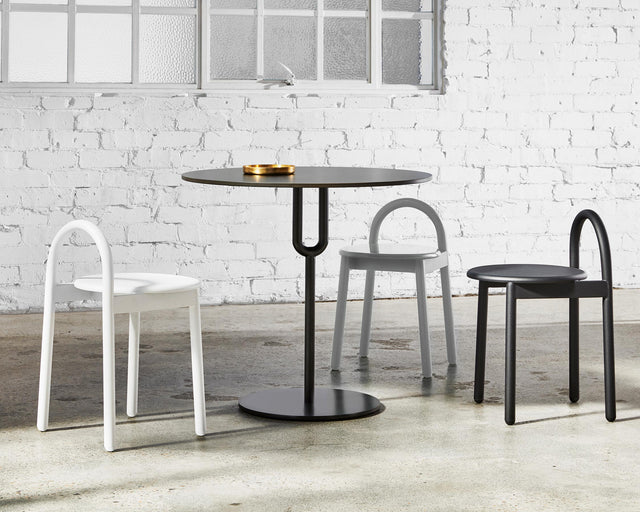 Bobby Stool Metal | Stainless Steel Indoor Outdoor | Daniel Tucker | Piper Pedestal Table | Cafe & Dining Tables | Nicholas Karlovasitis & Sarah Gibson |Design By Them |