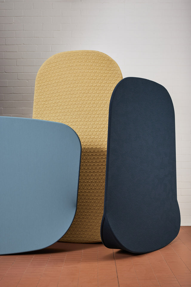 Buoy Room Dividers | Interactive Fabric Upholstered Partition | Rhys Cooper | DesignByThem ** HF6 - Kvadrat Mizmaze 0882