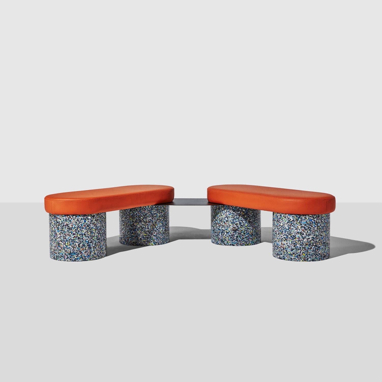 Confetti Bench | 100% Recycled Plastic Indoor/Outdoor Furniture | DesignByThem | GibsonKarlo ** Custom Leather Vienna - Salmon 2410