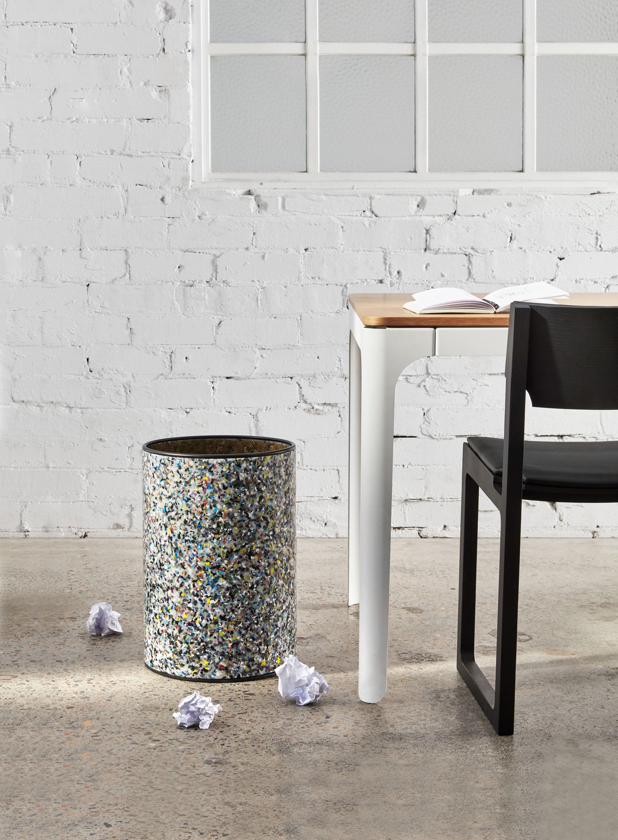 Confetti Waste Bin | Wastebasket | 100% recycled plastic office accessory | GibsonKarlo | DesignByThem