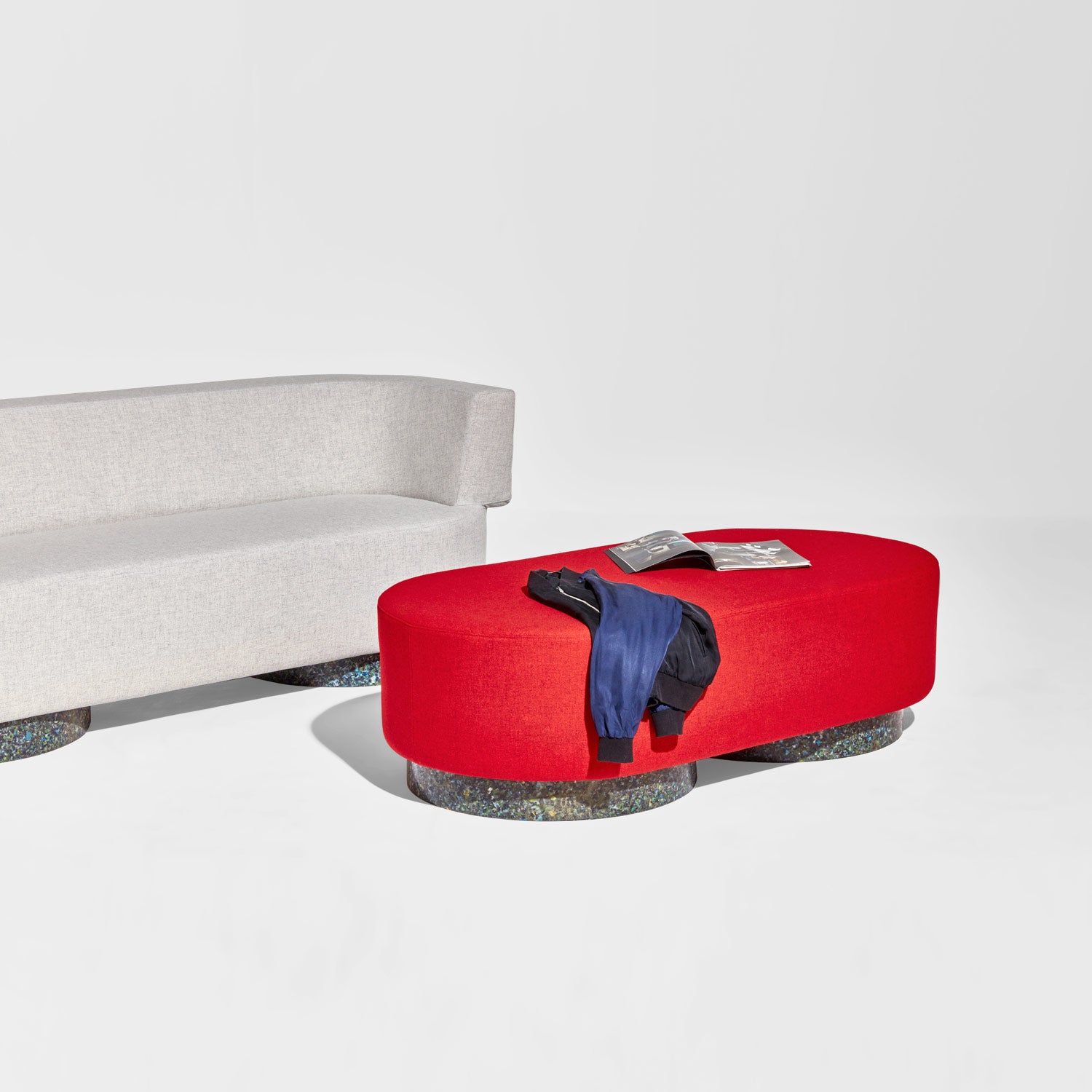 Confetti Bench Large | Upholstered Ottoman | Recycled Plastic Base | GibsonKarlo | DesignByThem