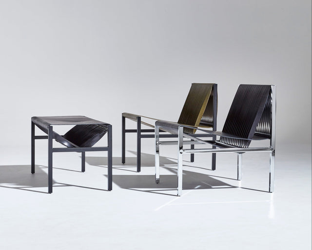 DL Lounge Chair & Bench by Dion Lee, Sarah Gibson & Nicholas Karlovasitis | Saddle Leather & Metal | DesignByThem | Gallery 