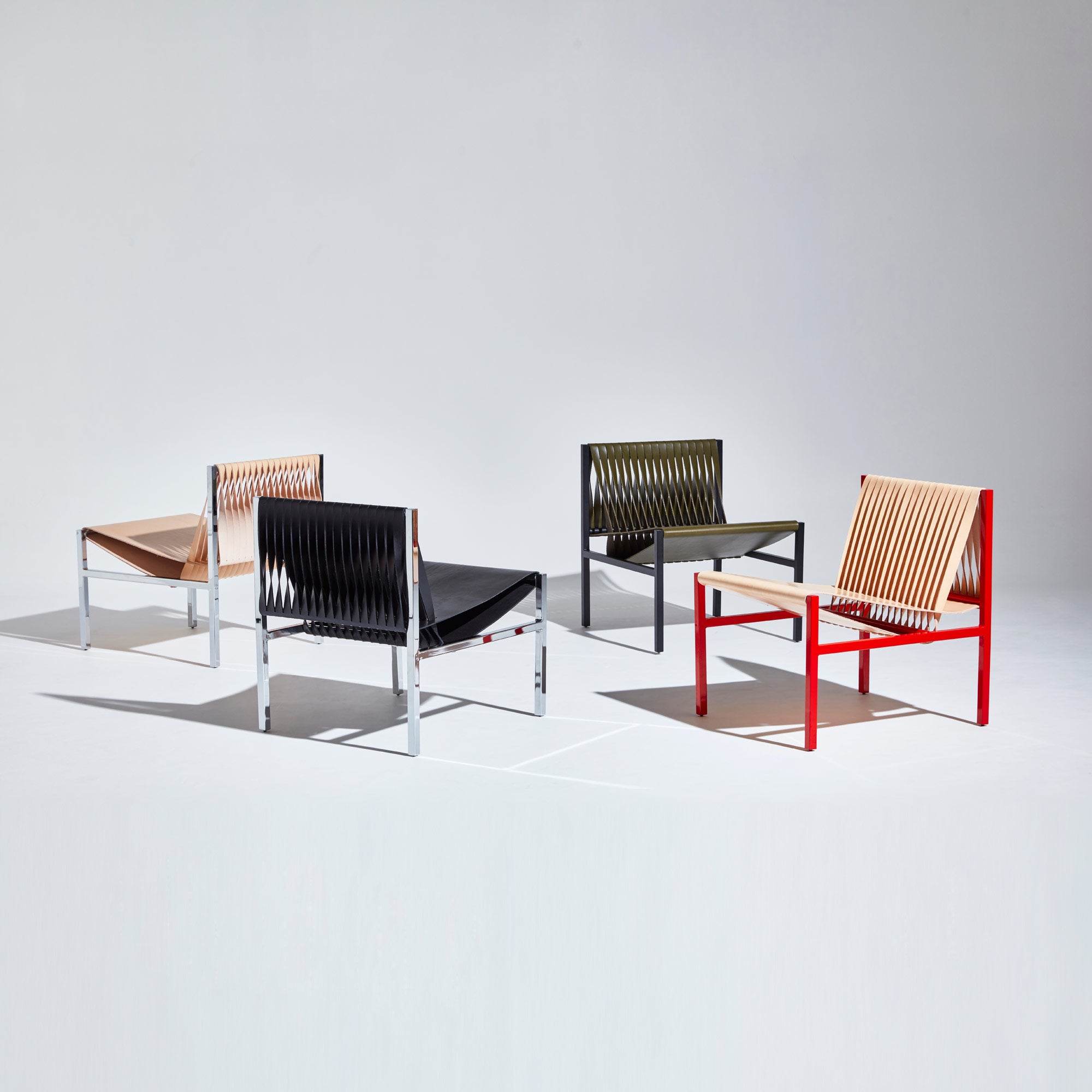 DL Lounge Chair by Dion Lee, Sarah Gibson & Nicholas Karlovasitis | Saddle Leather & Metal | DesignByThem