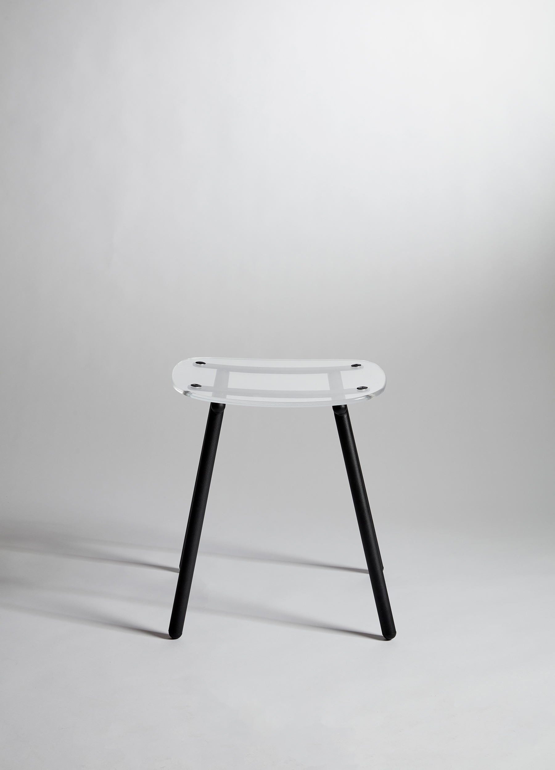 Fenster Low Stool | Clear Acrylic & Black Stainless Steel Indoor Outdoor Seating | GibsonKarlo | DesignByThem