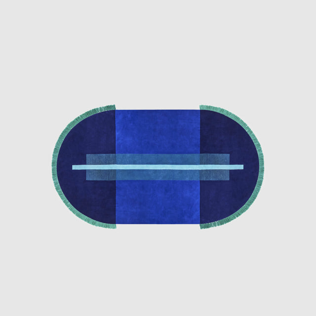 Overlay Rugs | Pill Blue | Fringed Geometric Rug | Danielah Martinez | DesignByThem