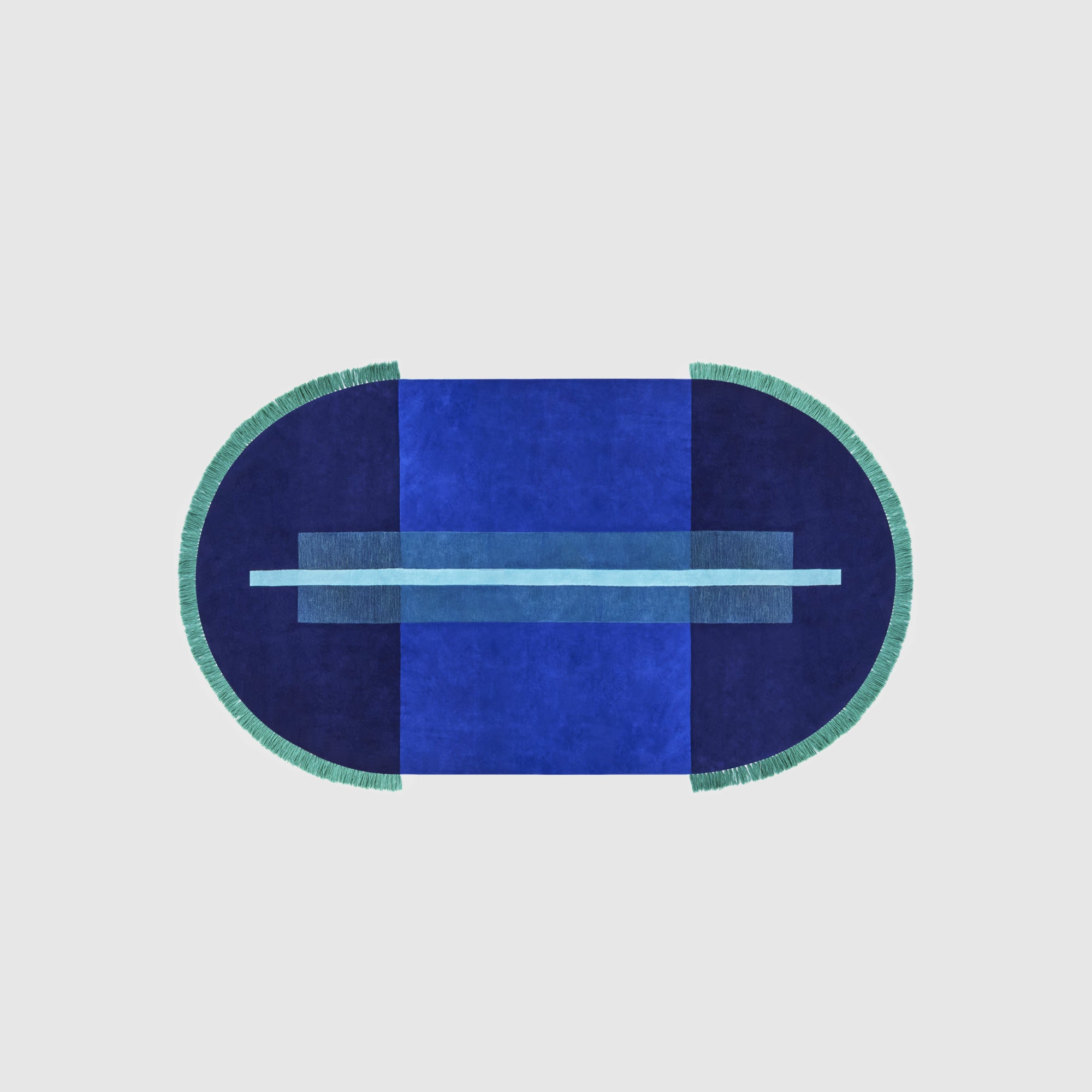 Overlay Rugs | Pill Blue | Fringed Geometric Rug | Danielah Martinez | DesignByThem