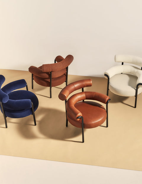 Olio Armchair by Christina Bricknell and Gibson Karlo | Round Upholstered Chair Steel Frame | DesignByThem