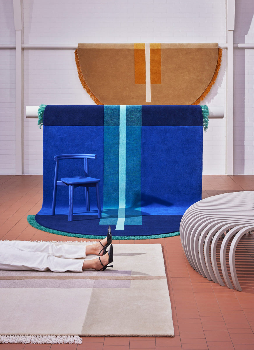 Overlay Rugs | Pill Blue | Fringed Geometric Rug | Danielah Martinez | DesignByThem | Gallery