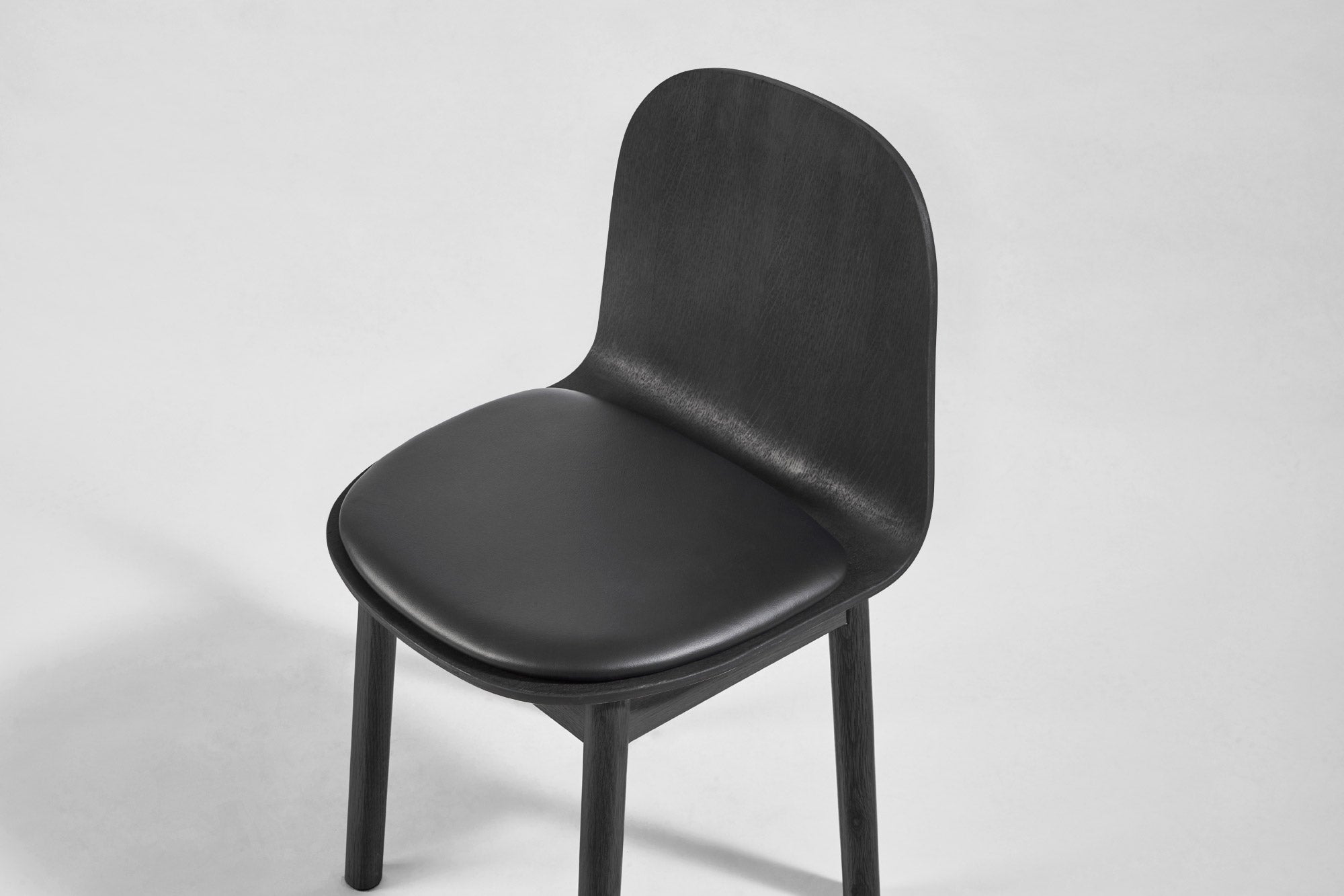 Potato Chair | Timber Dining Office Chair with Handle | GibsonKarlo | DesignByThem ** HL1 Leather Primary - BA90 Black / HF2 Lariat (Vinyl) - 006 Black