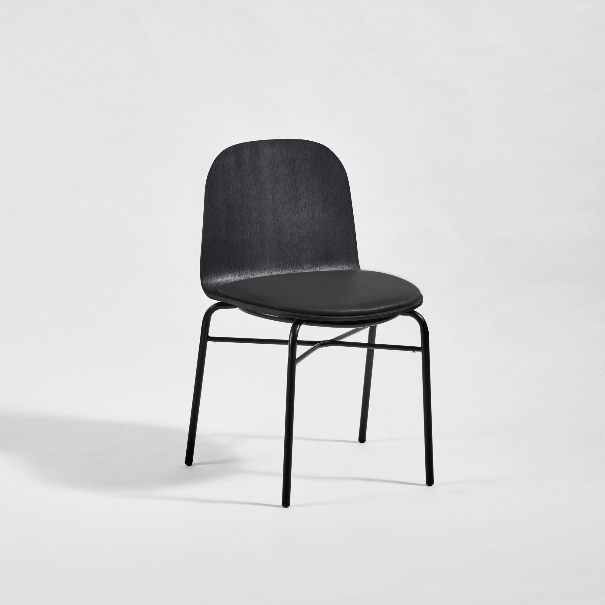 Potato Chair | Stacking Timber & Upholstered Dining Office Chair with Handle | GibsonKarlo | DesignByThem ** HF2 Lariat (Vinyl) - 006 Black