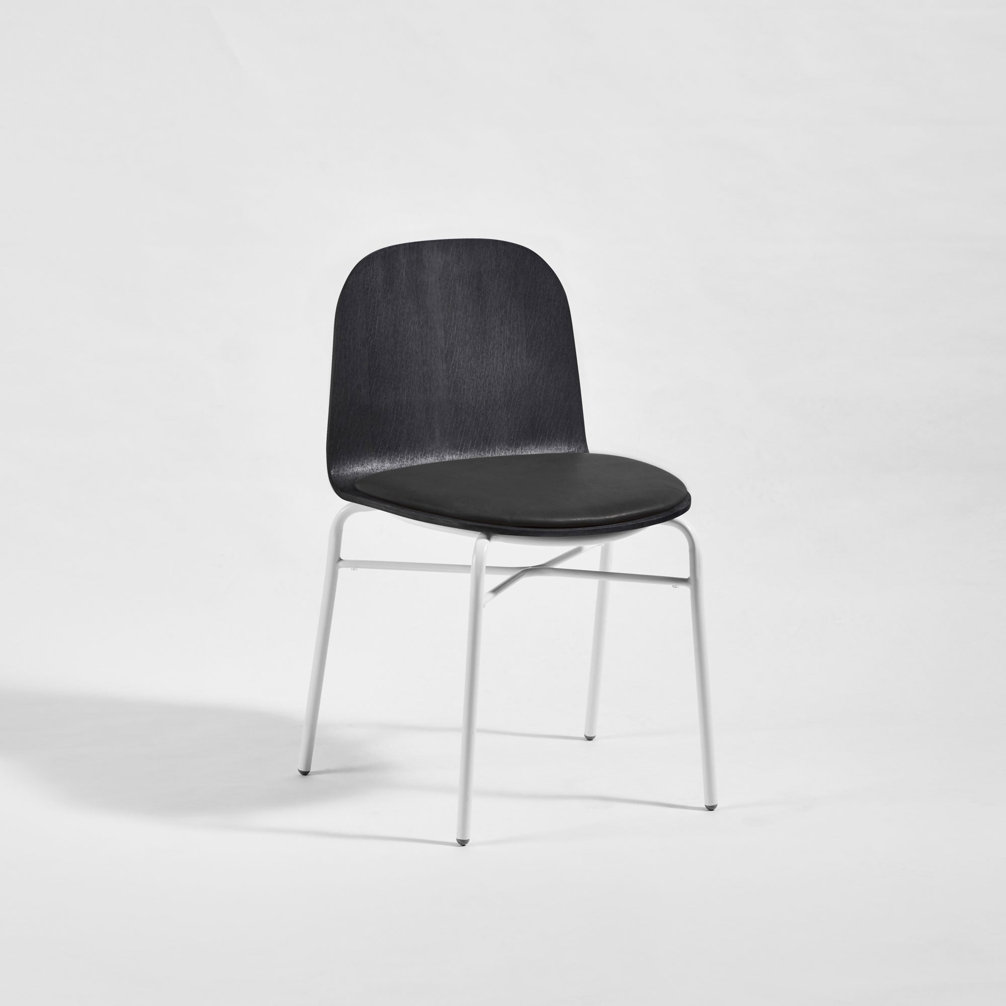 Potato Chair | Stacking Timber & Upholstered Dining Office Chair with Handle | GibsonKarlo | DesignByThem  ** HF2 Lariat (Vinyl) - 006 Black