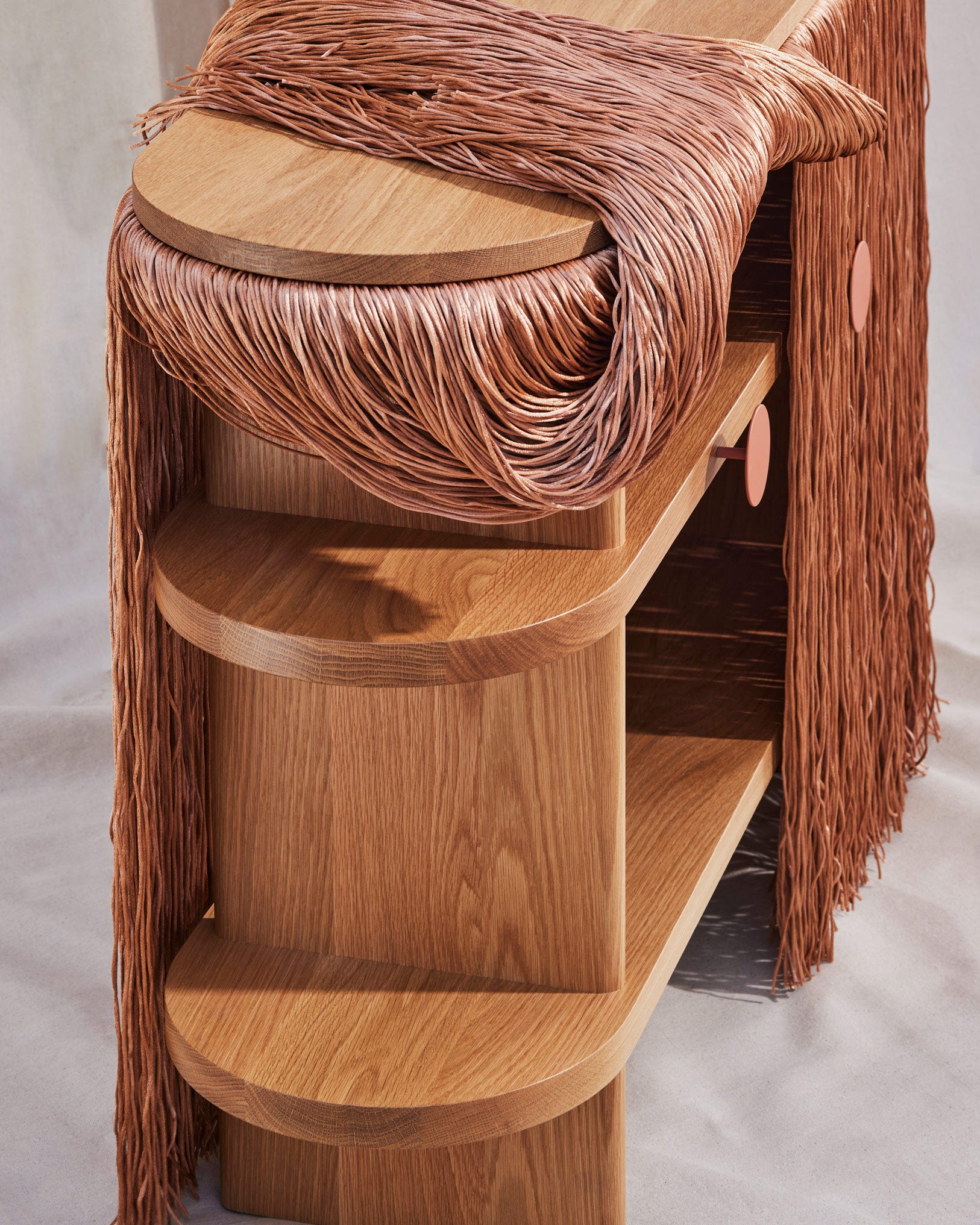 Oak Copper Oak Weaver Cabinet | Fringed Credenza | Elliat Rich | DesignByThem 