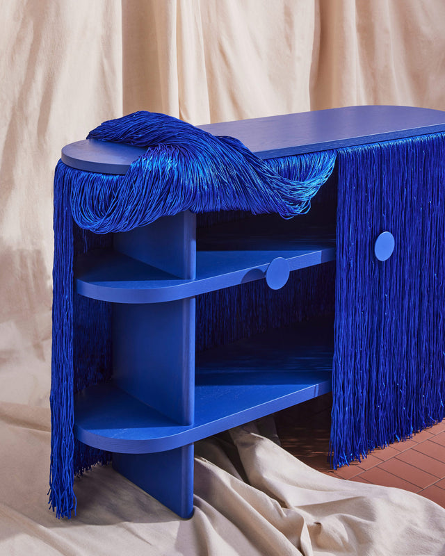 Blue Weaver Cabinet | Fringed Credenza | Elliat Rich | DesignByThem