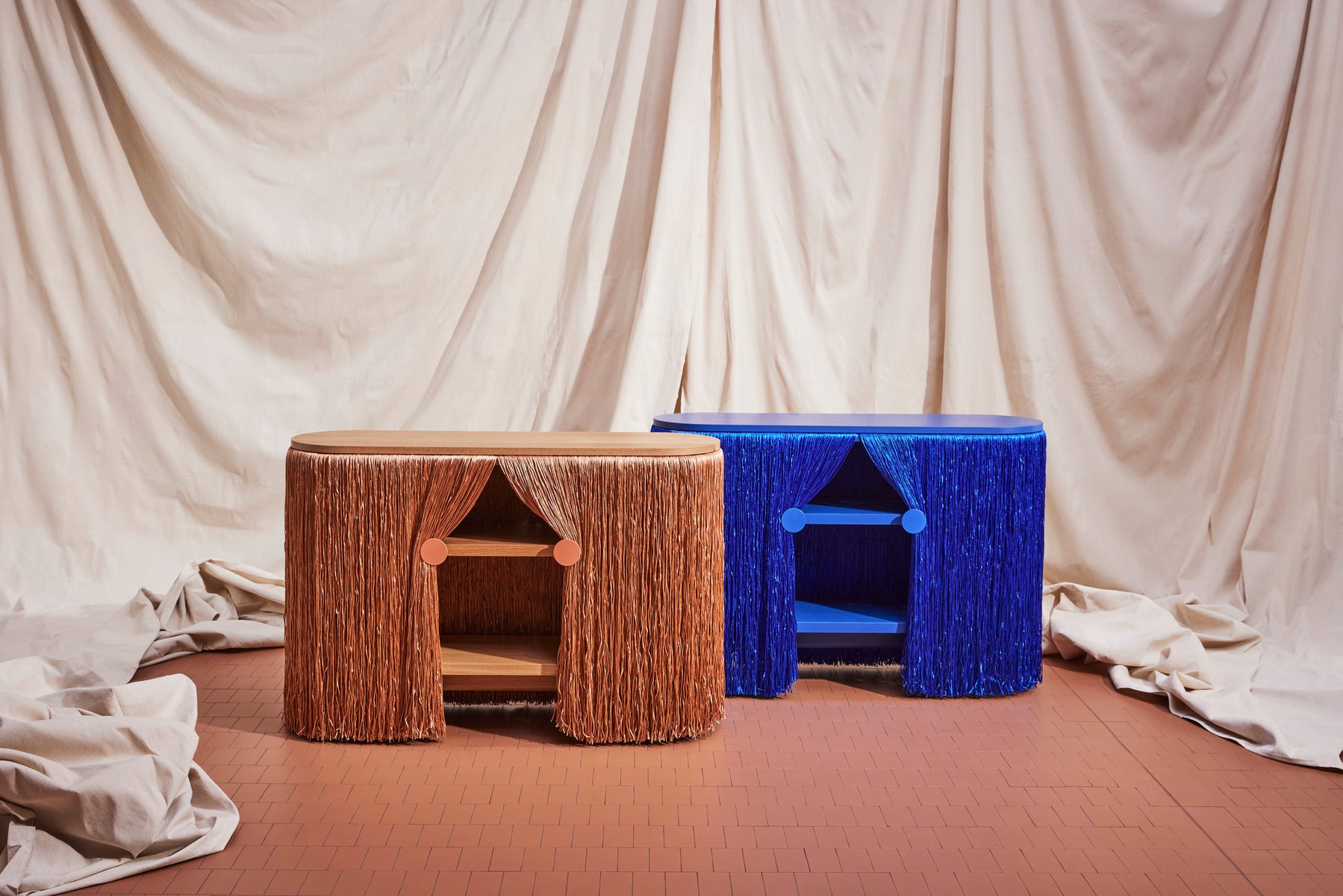 Weaver Cabinets | Fringed Credenza | Oak Copper and Ultra Blue | Elliat Rich | DesignByThem | Gallery