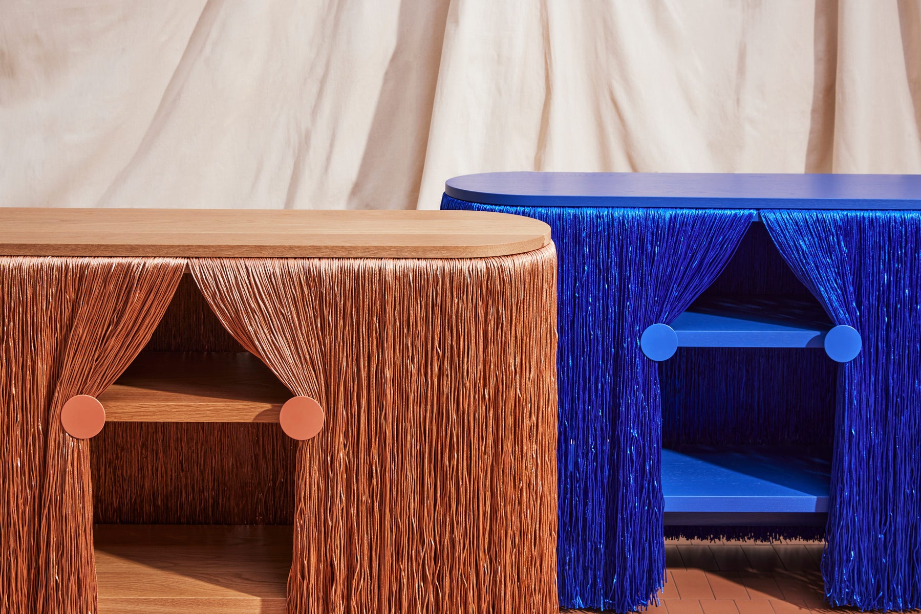 Weaver Cabinet | Fringed Credenza | Oak Copper and Ultra Blue | Elliat Rich | DesignByThem | Gallery